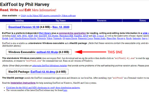 Exiftool by Phil Harvey