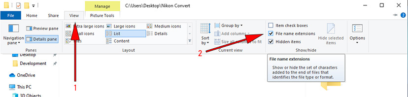 Turn on File Name Extensions In Windows