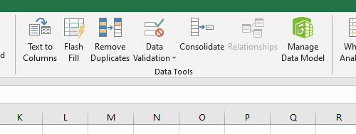 Various data tools Excel offers
